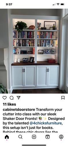 an image of a room with bookshelves and cabinets