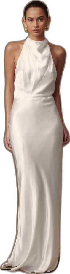 Elegant Formal Dress With Subtle Sheen, Elegant Dresses With Subtle Sheen For Evening, Elegant Evening Dresses With Subtle Sheen, Elegant Beige Bias Cut Dress, Elegant Silk Dress With Subtle Sheen, Evening Dresses With Subtle Sheen, Elegant Satin Dress With Subtle Sheen, Halter Neckline, Women Clothing Boutique