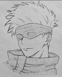 a drawing of an anime character with glasses on his head and hair blowing in the wind