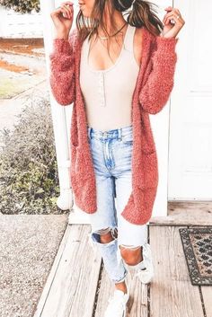 Warm Fall Outfits, Neutral Dress, Cardigan Outfits, Cute Fall Outfits, Shorts Jeans, Edgy Outfits, Outfits Casual, Spring Outfits Casual, Outfit Idea