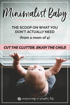 a baby laying on its back in front of a window with the words, minimalist baby