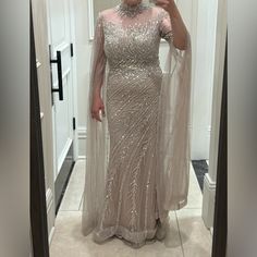 Beautiful Beaded Evening Dress. Only Worn Once For Few Hours. In Great Condition. Purchased For $900 From Boutique. Size 12 Fits Like A 8-10. Luxury Sequined Mother Of The Bride Evening Dress, Glamorous Embellished Evening Dress For Mother Of The Bride, Glamorous Champagne Evening Dress For Mother Of The Bride, Glamorous Evening Dress For Mother Of The Bride, Evening Dress, Evening Dresses, Colorful Dresses, Size 12, Maxi Dress