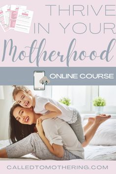 the motherhood course with text overlaying it