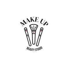 the logo for make up beauty studio, which has two brushes in front of it