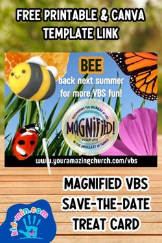 a flyer for the free printable and canva template link with pictures of bees