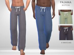 two men's pants with different colors and sizes