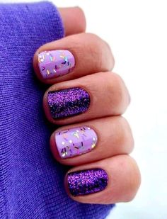 Birthday Color Street Nails, Color Street Purple Mixed Mani, Purple Color Street Combo, Spring Color Street Nail Combos, Color Street Purple Combos, Color Street Nails Combos, Neon Pink Nail, Neon Pink Nail Polish