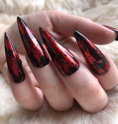 Black and Red Press On Nails gothic press on nails | Etsy Goth Nail Art, Nails Gothic, Red Press On Nails, Nails Press Ons, Gothic Nails, Goth Nails, Grunge Nails, Red Nail Designs