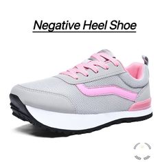 Women's Orthopedic Shoes Negative Heel Walking Shoes Correction Of Pelvic Tilt Comfortable And Light For Work Hiking Humpback Walking The Design Of The Negative Heel Shoes Is That The Forefoot Is High And The Heel Is Low, Which Makes The Center Of Gravity Move Back When Walking Or Standing, Which Helps To Regulate The Lumbar Spine And Assist In Body Correction. It Is A Physical Exercise. Color: Gray&Pink Size:38 Wearing Style: Front Tie Sole: Polyurethane + Air Cushion Bottom Occasion:Casual,Wal Non-slip Sneakers For Walking, Pink Breathable Slip-on Walking Shoes, Pink Ankle-high Sneakers With Rubber Sole, Comfortable Pink Running Shoes For Jogging, Pink Closed Toe Sneakers With Rubber Sole, Comfortable Pink Sneakers For Walking, Comfortable Pink Walking Sneakers, Pink Comfortable Walking Sneakers, Pink Sneakers With Rubber Sole