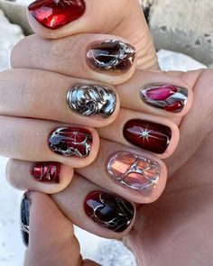 Masculine Nail Designs, Goth Nails, Pretty Gel Nails, Gel Art