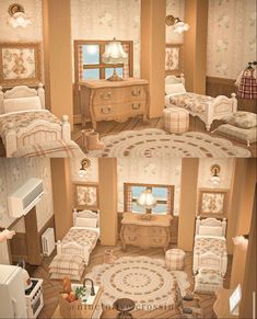 this is an aerial view of a bedroom in the dollhouse with furniture and decor