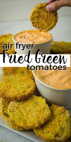 air fryer fried green tomatoes with dipping sauce