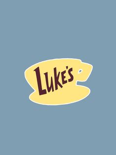 the logo for luke's is shown in yellow and brown on a blue background