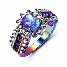 Brand New! Cute Infinity Mystic Ring Purple Fire Opal Center Stone Rainbow Gold Plated Band Purple Cz Rhinestone Crystals Size 6 True To Size Tarnish Resistant Will Ship Same Day Or Following Business Day Bundle 2 Or More Items And Save 10% Keywords: Accessories Dainty Delicate Jewelry Chic Boutique Boho Modern Minimalist Trendy Unique Wedding Ring Engagement Ring Princess Rainbow Colorful Mystic Spiritual Teen Women’s Colors Rainbows Heated Purple Amethyst 575612 Rainbow Wedding Ring, Purple Hallmarked Crystal Wedding Ring, Mystical Handmade Iridescent Ring, Purple Multi-stone Crystal Ring For Wedding, Unique Iridescent Crystal Ring, Purple Spiritual Crystal Ring, Mystic Spiritual, Engagement Ring Princess, Boutique Boho