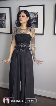 Edgy Evening Outfit, Goth Jumpsuit Outfit, Alt Chic Outfit, Smart Casual Goth, Gothic Office Outfit Corporate Goth, Goth Church Outfit, Corporate Goth Summer, Alt Wedding Guest Outfit