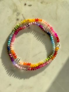 Skittles Taste the Rainbow Gemstone Candy Necklace - Etsy Candy Necklace, Candy Necklaces, Rainbow Gemstones, Taste The Rainbow, Silver Lace, Silk Thread, Pretty Jewellery, Beauty Accessories, How To Make Beads