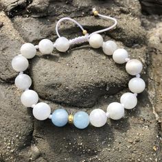 Moonstone and Aquamarine Bracelet Crystal For Health, Inner Growth, All That Glitters Is Gold, Aquamarine Bracelet, Thread Bracelets, Power Crystals, Chakra Crystals, All That Glitters, Moon Stone