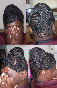 . Big Forehead Hairstyles, Braided Ponytail Black Hair, Forehead Hairstyles, Braided Ideas, Citation Silence, Cornrows Updo, Cornrow Braid Styles, Mama Hair