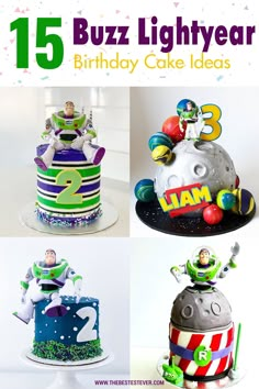 the birthday cake is decorated like buzz lightyear characters