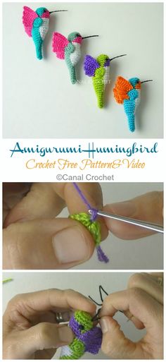 the crochet humming bird is being worked on