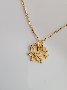 "Entirely made with sterling silver(24k gold plated over sterling silver). Light weight, stackable necklace. Minimalist necklace. *Two lotus size available, medium 14x14mm, and large 19x19mm. Please choose the lotus size when checking out *Standard chain length 16\"-18\" two loops adjustable chain. You can wear either at 16\" or 18\" *All my pieces are safely packed in a gift presentation box" Zen Jewelry, Stackable Necklaces, Pearl Lariat Necklace, Pearl Strands Necklace, Lotus Necklace, Yoga Jewelry, Gold Choker, Akoya Pearls, Lariat Necklace