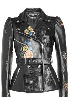 Floral Leather Jacket, Embroidered Leather Jacket, Women Church Suits, Leather Jacket Style, Embroidered Leather, Real Leather Jacket, Floral Jacket, Cute Jackets, Genuine Leather Jackets