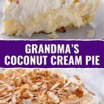 there are two different types of pies on the table and one is coconut cream pie