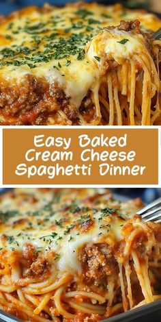 an easy baked cream cheese spaghetti dinner