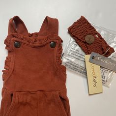 New L'ovedbaby Paprika Burnt Orange Ruffle Corduroy Romper With Matching Headband, Size 3-6m. #Lovedbaby #Rust #Corduroy #Romper #Overalls #Onepiece #Organic #Cotton #Nwt #Fallaccessories Headband Size, Lion Shirt, Surf Shirt, Ruffle Romper, Fall Accessories, Matching Headband, Sleeveless Rompers, Printed Rompers, Janie And Jack