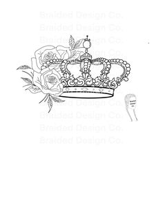 a drawing of a crown with roses on it