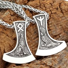 Mens Vintage Viking Wolf Raven Axe Amulet Pendant Protection Necklace Chain 24" | eBay Goddess Of Fortune, Vikings Jewelry, Viking Wolf, Protection Necklace, Viking Jewelry, Mens Vintage, The Goddess, Fashion Jewelry Necklaces, Greek Mythology