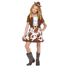 Way To Celebrate Rodeo Rider Costume Cowgirl Rodeo Costume Wild West Costume 3 Pc Set Includes: Cow Print Dress, Hat & Handkerchief. Size Small 4-6 Costume Is New & Has Never Been Worn. Please Reference All Pics For Item Condition & Sizing. Open To Offers, Bundle Items To Receive A Discount. Pet/Smoke Free Home. 8722164 Halloween Party Costume, Disney Oogie Boogie Bash Costume, Pretend Dress Up Cow Fancy Dress Kids, Cowgirl Outfits Halloween, Cow Print Dress, Brown Cowboy Hat, Rodeo Rider, Cute Cowgirl Outfits, Cowgirl Dresses, Western Costumes, Rodeo Cowgirl