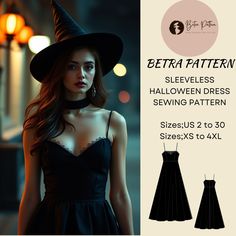 Gothic Circle Maxi Dress Sewing Pattern,Halloween Dress,Witch Dress,Vampire Dress,Sleeveless Summer Dress,available as an instant download (pdf) sewing pattern bundle with a range of size options , including plus sizes ⭐US Sizes: 2, 4, 6, 8, 10, 12, 14, 16, 18, 20, 22, 24, 26, 28, 30 ⭐Standard Sizes: XS, S, M, L, XL, 2XL, 3XL, 4XL ⭐These patterns are suitable for A4, A0, and US Letter size papers. ⭐Once your payment is processed, you will automatically receive download links for the pattern file Witch Dress Sewing Pattern, Witches Hat Sewing Pattern, Diy Halloween Dress, Fall Sewing Patterns, Maxi Dress Sewing Pattern, Halloween Sewing Patterns, Maxi Dress Sewing, Maxi Dress Pattern Sewing, Vampire Dress