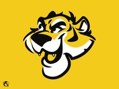 an image of a tiger head on a yellow background