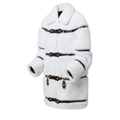 LOUIS VUITTON® - Leather Strip White Mink Coat - Milk White Louis Vuitton Coat, Travel Trunk, Mink Coat, Black Tweed, White Coat, Louis Vuitton Official, Exposed Zipper, Mink Fur, Soft Velvet