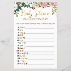 a baby shower game with flowers on it