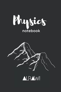 the music notebook is shown with mountains in white ink on a black background and below it,