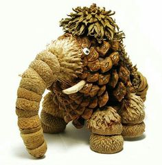 an animal made out of pine cones and nuts