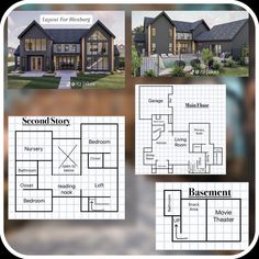 the floor plan for this home is shown in three different views, including one bedroom and two