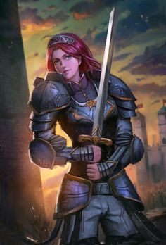 Elf Knight Female Art, Woman In Armor Art, Women In Armor Art, Women In Armour Female Knight, Red Hair Knight Female, Fantasy Fiction Books, Writing Fantasy, Fantasy Fiction