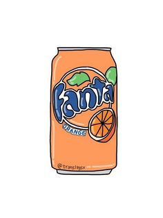 an orange soda can with the word fanta on it's front and side