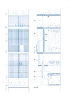 an architectural drawing shows the interior and exterior sections