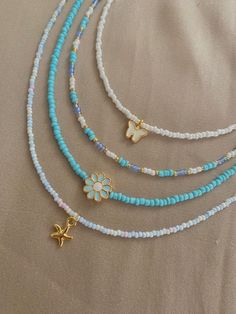 White Seed Bead Necklace, Blue Seed Bead Necklace, Glass Seed Bead Necklace, قلادات متدلية, Beaded Jewelry Necklaces