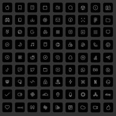 the black and white icons are all in different shapes, sizes, and colors for each type of device