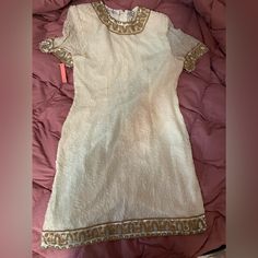 Gorgeous Dress With Beaded /Sequins Medium/Heavy Weight.. Cream/ Gold Size Xl Fancy Must Have ! Beaded Dress Short, Dress Short Sleeve, Quality Work, Cream And Gold, Beaded Dress, Dress Short, Heavy Weight, Gorgeous Dresses, Gold Color