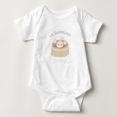 This cute and kawaii "lil dumpling" baby bodysuit features a dumpling in a Chinese steamer with pink hearts on a white background. Personalize it for your needs. Stylish Baby Clothes, Cadeau Photo, Blue Baby Shower, Pink Hearts, Boy Baby, Disney Gifts, Birth Announcements, Star Wars Gifts, Baby Shower Favors