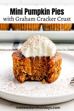 mini pumpkin pies with graham cracker crust are the perfect dessert for fall and thanksgiving