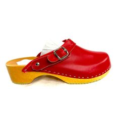 Do You Luv The European Look? This Futuro Women's Size 7.5 Red Leather Hand Made Clog/Mule Wooden Sole Shoe Is Ready To Take You To The Next Style Level. They Are Hand Made Will Red Genuine Leather And Have A Wooden Sole That Makes Sweat Lessen. They Have A Super Cute Buckle That Can Be Adjusted. Very Good Condition. Minimal Normal Wear. This Is A Pre-Owned Item And May Have Fading Or Discoloration, Marks Or Stains, Scratches, Wrinkling, Wear On Straps, Corners, Trim And Texture. If This Is An I Next Fashion, Sole Shoes, Shoe Store, Mule Clogs, Mules Shoes, Mule, On Shoes, Comfortable Shoes, Red Leather