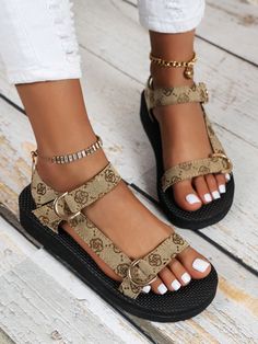 Multicolor  Collar   Plain  Embellished   Women Shoes Beach Wedges, Wedge Platform Sandals, Athletic Sandals, Elegant High Heels, Casual Athletic, Fashion Sandals, Platform Wedge Sandals, Blue Sandals, Sport Sandals