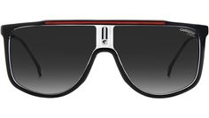 Carrera sunglasses model 1056/S color code OIT 9O Black Red. Returning to the origins of the Carrera style, these sunglasses have a bold silhouette with a strong visual impact. The maxi-lenses are the stars, intensified by the colour insert on the flat topline and by the central plaque with the Carrera 'C'. This distinctive model is completed by the metal temples with the lettering logo and contrasting flag, and even comes in a polarized version. Carrera Sunglasses, Sunglasses Model, Lettering Logo, Ski Goggles, Red Frame, Sunglasses & Glasses, Color Code, Letter Logo, Face Shapes